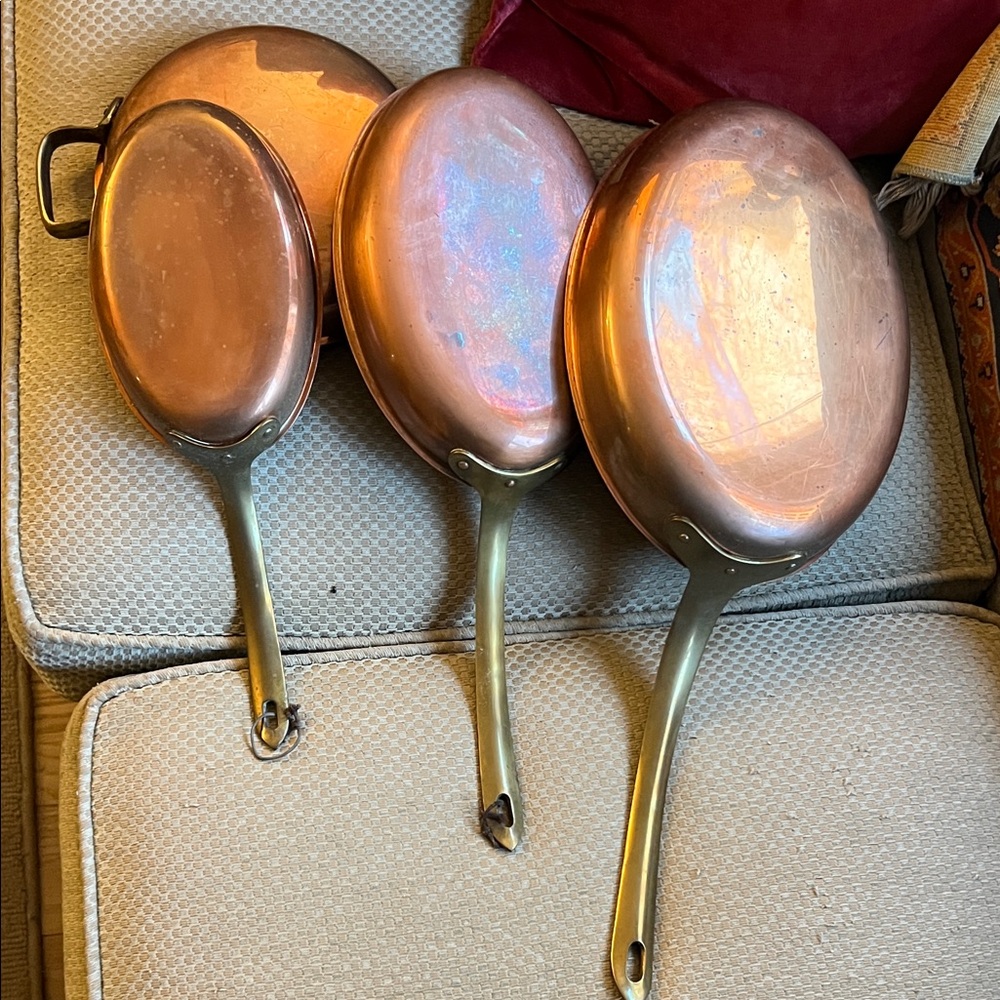 Copper Cookware Set with Brass Handles